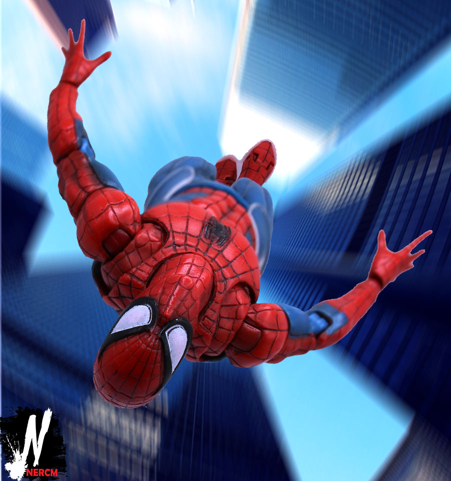 Spider-Man diving off skyscraper